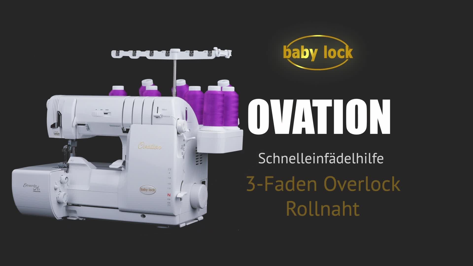 Ovation: 3-Faden-Overlock-Rollnaht einfädeln