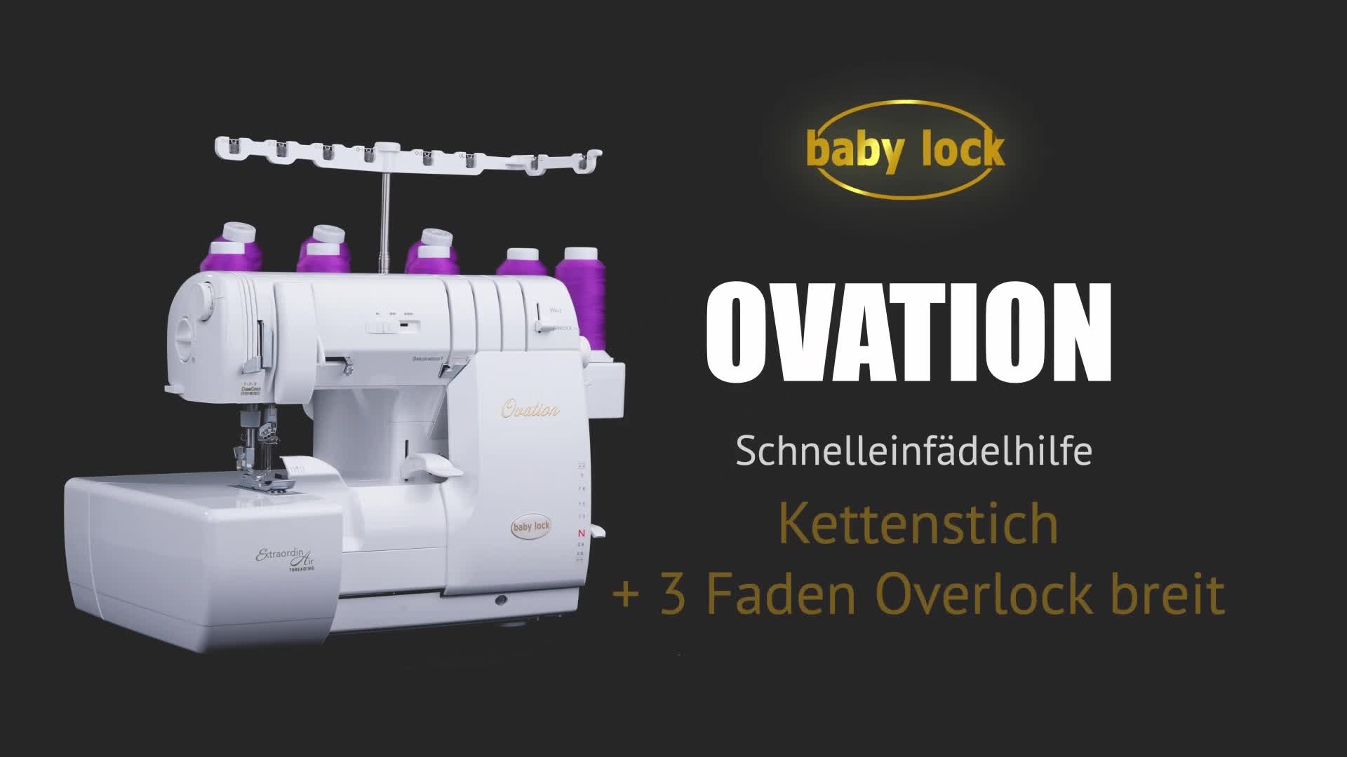 Ovation: Kettenstich + 3-Faden-Overlock breit einfädeln