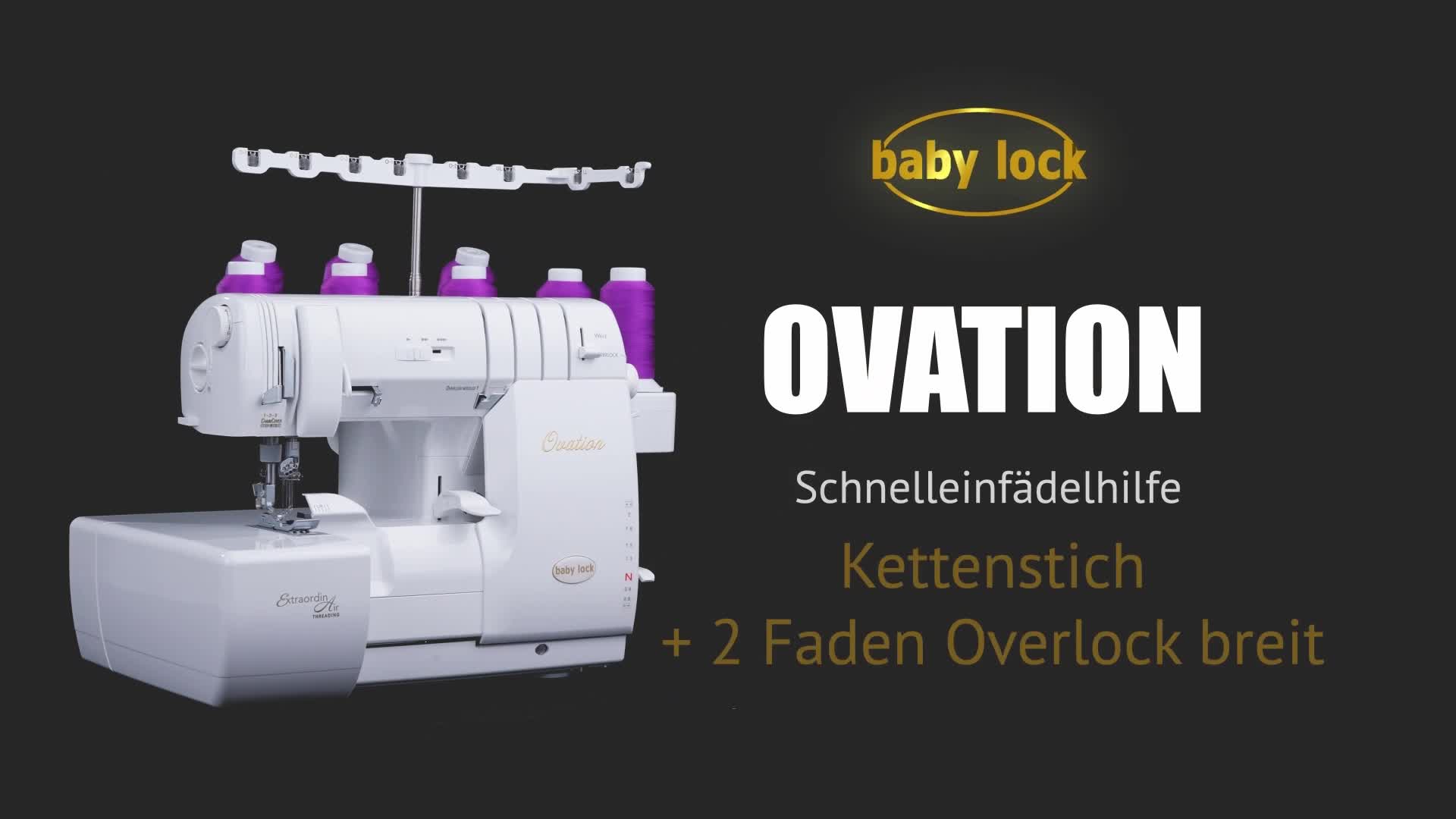 Ovation: Kettenstich + 2-Faden-Overlock breit einfädeln